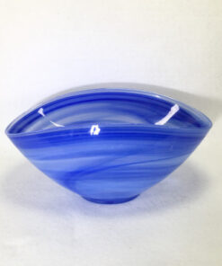Artistic Accents Cobalt Blue Swirl / Cloud Pattern Bean Shape Glass Bowl