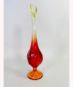Vintage / Mid Century Viking Amberina Orange Swung Vase with Petal Foot