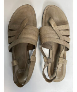 Eileen Fisher Size 10 Taupe Leather Criss-Cross Thong Greek Sandals
