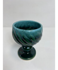 Vintage Hull USA Pottery F5 Blue Green Drip Glaze Swirl Goblet Planter